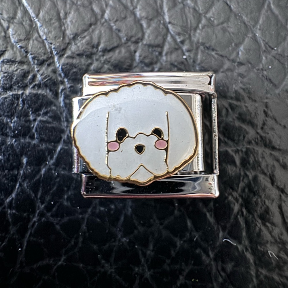 Cute Bichon Frise / poodle Dog Italian Charm Link